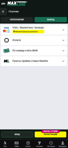 Вывод платежей с Maxline