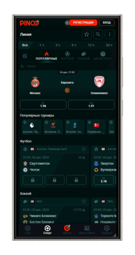 Букмекерская линия в Пинко